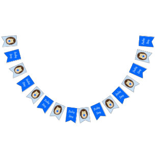 Baby Boy Blue Heart Hedgehog Baby Shower Vimplar
