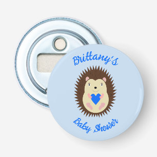 Baby Boy Blue Heart Igelkott Baby Shower Flasköppnare