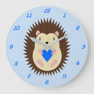 Baby Boy Blue Heart Igelkott Barnkammare Stor Klocka
