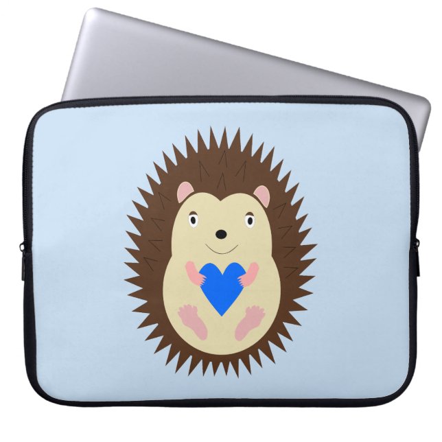 Baby Boy Blue Heart Igelkott Laptop Fodral (Framsidan)