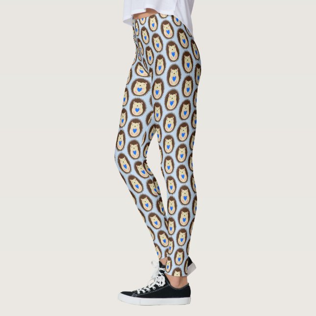 Baby Boy Blue Heart Igelkott Mönstrad Leggings (Vänster)