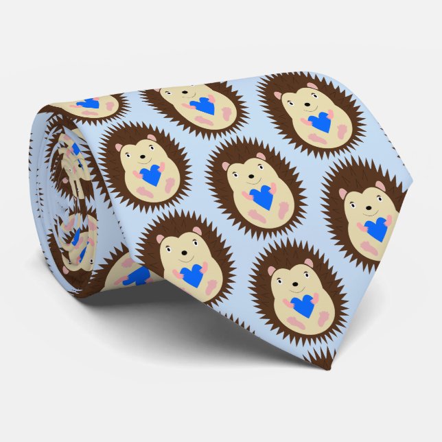 Baby Boy Blue Heart Igelkott Mönstrad Slips (Rullad)