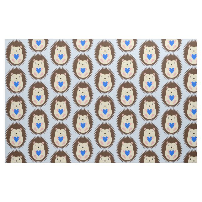 Baby Boy Blue Heart Igelkott Mönstrad Tyg (Fat Quarter)