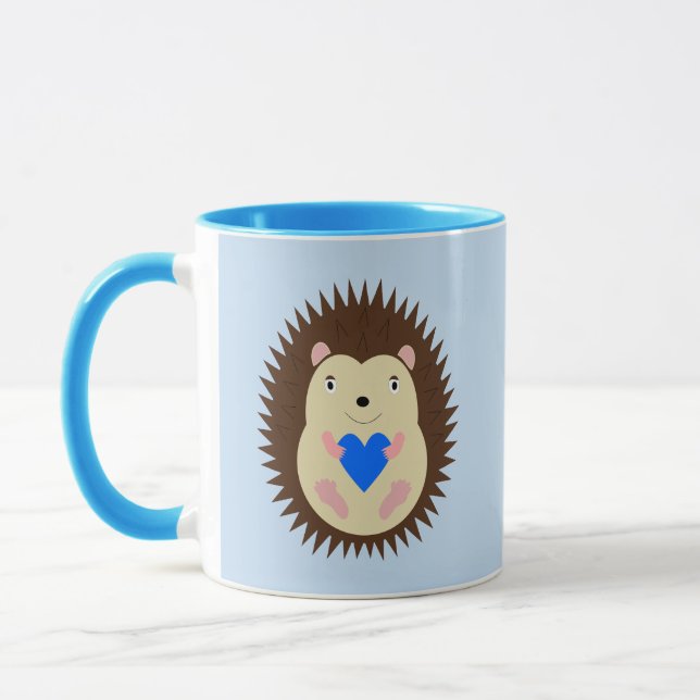 Baby Boy Blue Heart Igelkott Mugg (Vänster)
