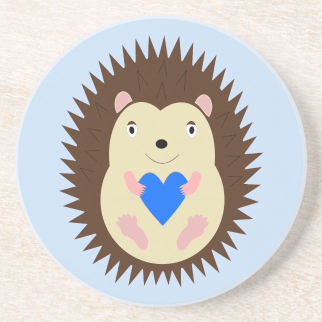 Baby Boy Blue Heart Igelkott Underlägg (Framsidan)