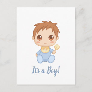 Baby Boy Blue Overall Vykort