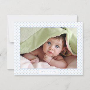 Baby Boy Blue Prickar Baby Bild Tillkännagivande Meddelande