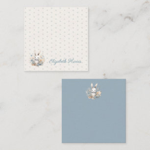Baby Boy Blue Rabbit och blommor Tilläggskort