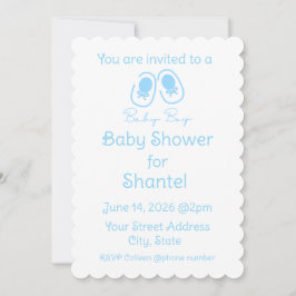 Baby Boy Blue Shoes Baby Shower Inbjudningar