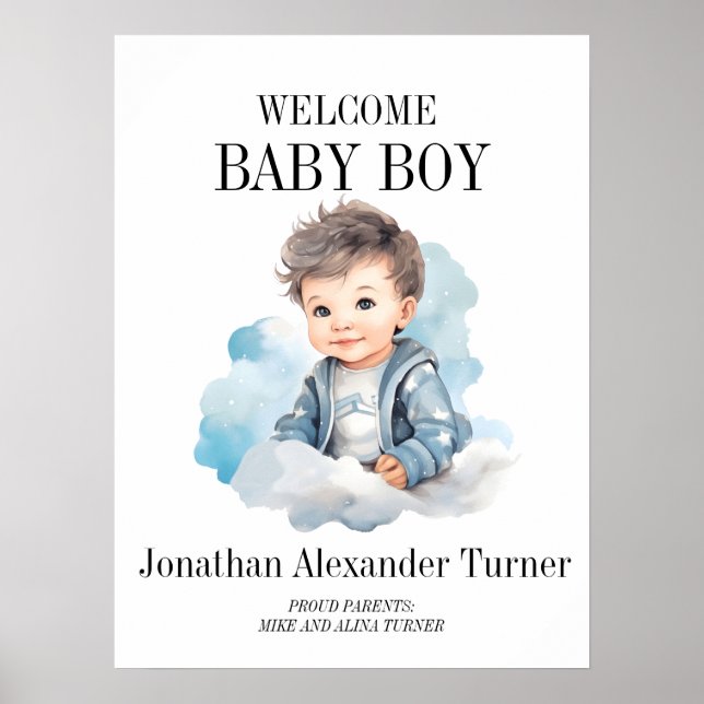 Baby Boy Blue Välkomst Hospital Dörr Affisch (Framsidan)