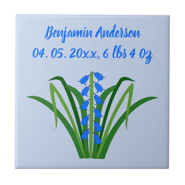 Baby Boy Bluebell Flowers Spring Custom Kakelplatta (Framsidan)
