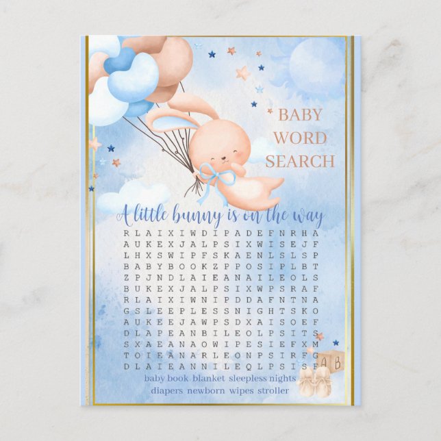 Baby Boy Bunny Bebisdusj spel Vykort (Framsida)