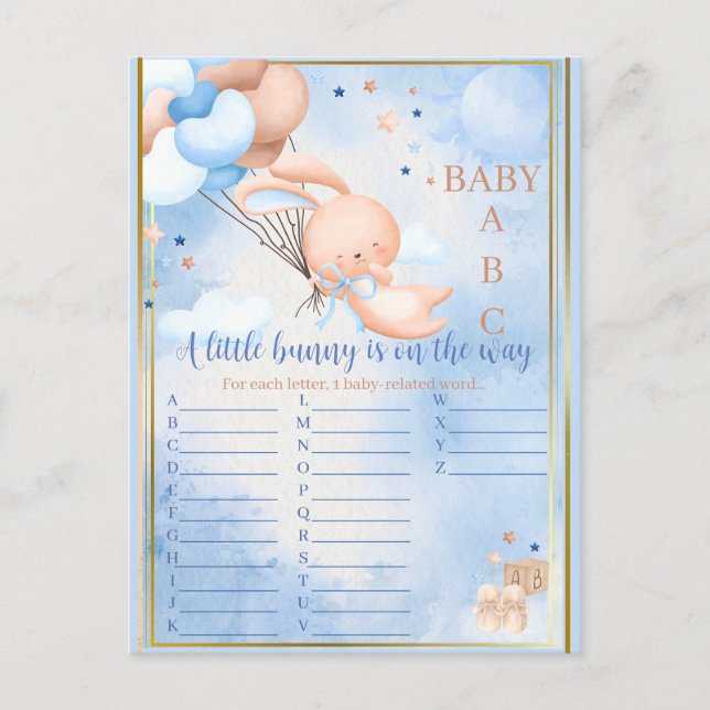 Baby Boy Bunny Bebisdusj Spelet Vykort (Framsida)