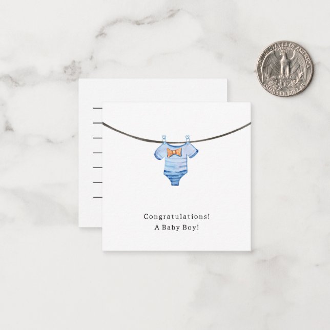 Baby Boy Congratulations Newborn Birth Card Anteckningskort (Fram/Back In Situ)