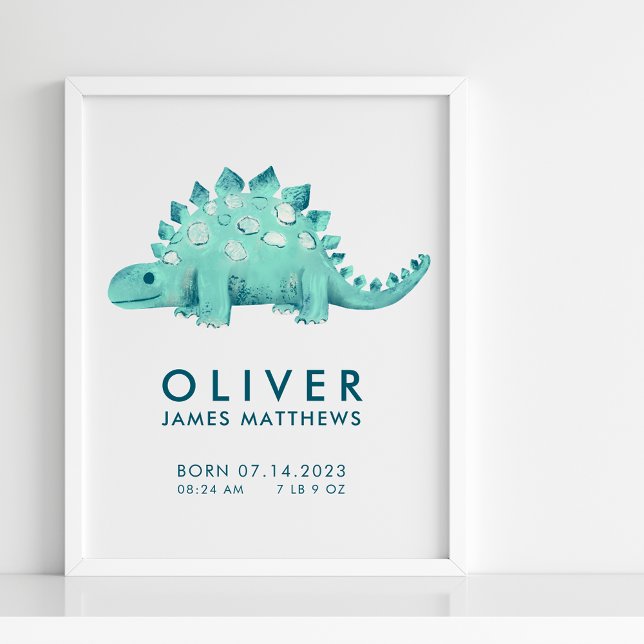 Baby Boy Dinosaur Stegosaurus Födelsestadistik Pos Poster (Skapare uppladdad)
