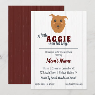 Baby Boy Dog Maroon Baby Shower Inbjudningar