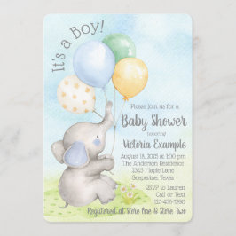 Baby Boy Elefant Baby Shower Inbjudningar