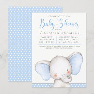 Baby Boy Elefant Baby Shower Inbjudningar