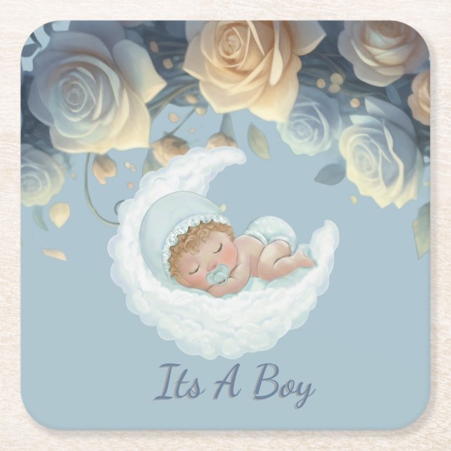 Baby Boy Firande Underlägg Papper Kvadrat (Framsidan)