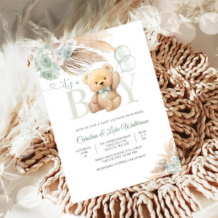 Baby Boy Förlossningsfest Inbjudan Teddy Inbjudan
