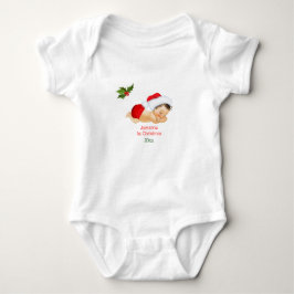 Baby Boy Första julen röd tomteluva Baby Bodysuit T Shirt