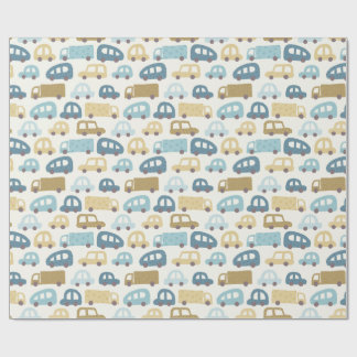 Baby Boy Gift Wrap Cars & Trucks | Blue & Beige Presentpapper