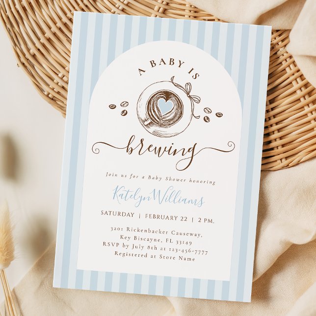 Baby Boy Is Brewing Coffee Baby Shower Invitation Inbjudningar (Skapare uppladdad)