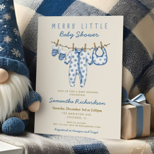 Baby Boy Merry Little Christmas klädspruta Inbjudningar