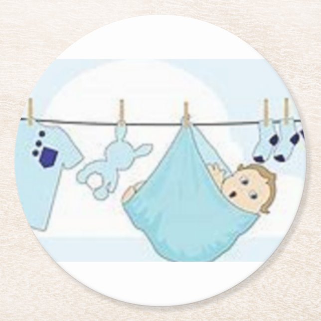 BABY BOY MÖTES-/FESTSAKER UNDERLÄGG PAPPER RUND (Framsidan)