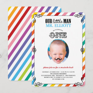 Baby Boy Mustasch 1-årsfest Förhandsinbjudan Inbjudningar
