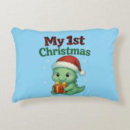Baby Boy My 1st Christmas Dino Prydnadskudde