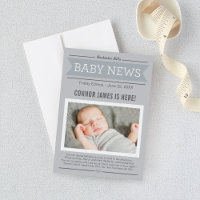 Baby Boy Nyheter Modern Grå Foto Födelse