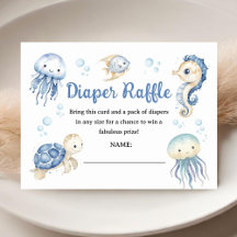 Baby Boy Ocean Baby Shower Blå Blöja Lotteri