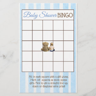 Baby Boy och Teddy Bear Baby Shower-spel Flygblad