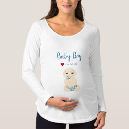 Baby Boy On Board Illustration in Blue Design T Shirt