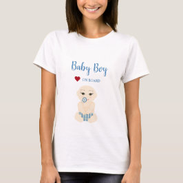 Baby Boy On Board Illustration in Blue Design T Shirt
