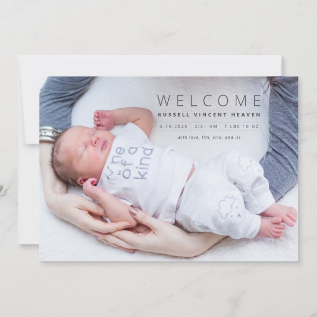 Baby Boy Russell Födelsemeddelande (Framsida)