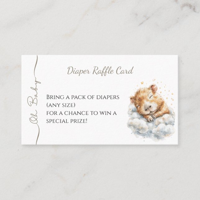 Baby Boy Shower • Diaper Raffle Card • Capybara Visitkort (Framsida)