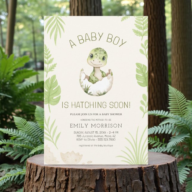 Baby Boy Shower Dinosaur Hatching Soon  Inbjudningar (Skapare uppladdad)