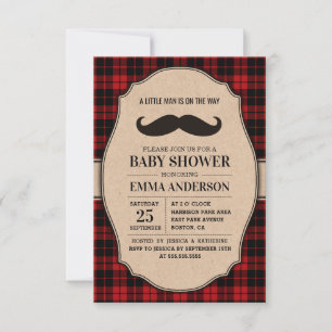 Baby Boy Shower-inbjudan - Mustache Inbjudningar