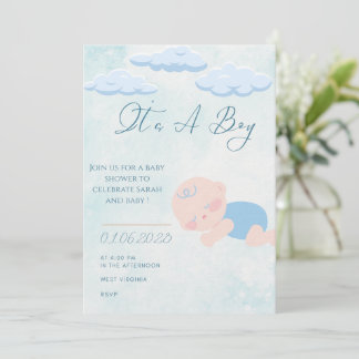 Baby boy Shower Invitation  Inbjudningar