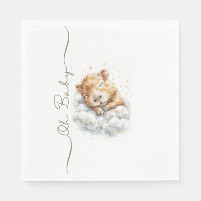 Baby Boy Shower • Oh Baby Capybara Design Pappersservett (Framsidan)