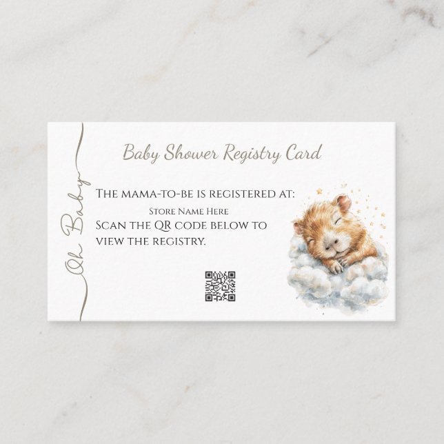 Baby Boy Shower • Registry Card • Capybara Visitkort (Framsida)