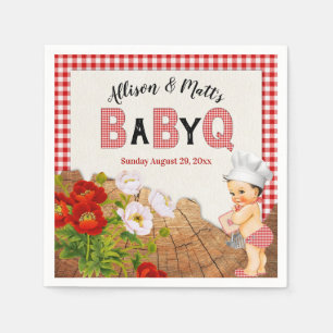 Baby Boy Shower Röd Rutig Baby Q Grillfest Pappersservett