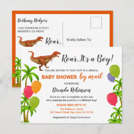 Baby Boy Shower Via Post Roar Jungle Dinosaur Vykort
