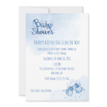 Baby Boy Skor Baby Shower Inbjudan | Blått Vatten