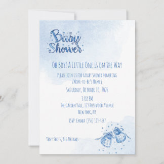 Baby Boy Skor Baby Shower Inbjudan | Blått Vatten