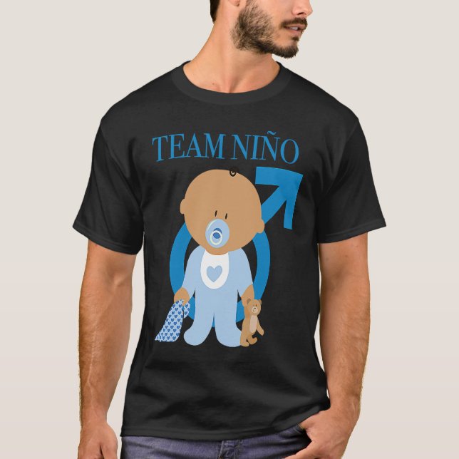 Baby Boy Team Niño Gender Reveal T Shirt (Framsida)