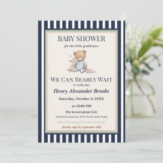 Baby Boy Teddy Bear Baby Shower Invitation  Inbjudningar