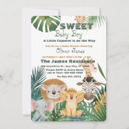 Baby Boy Tropical Jungle Safari Shower Invitation Inbjudningar